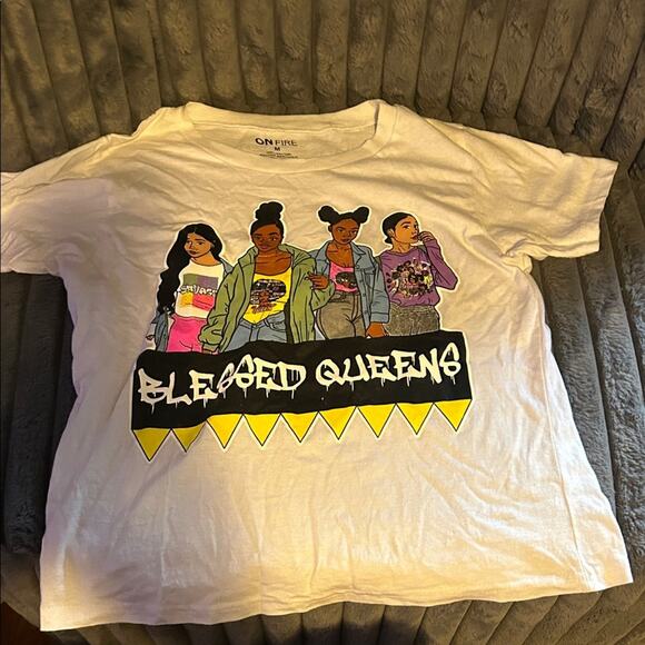 Blessed Queens womens Graphic T-Shirt - White M - Picture 1 of 2